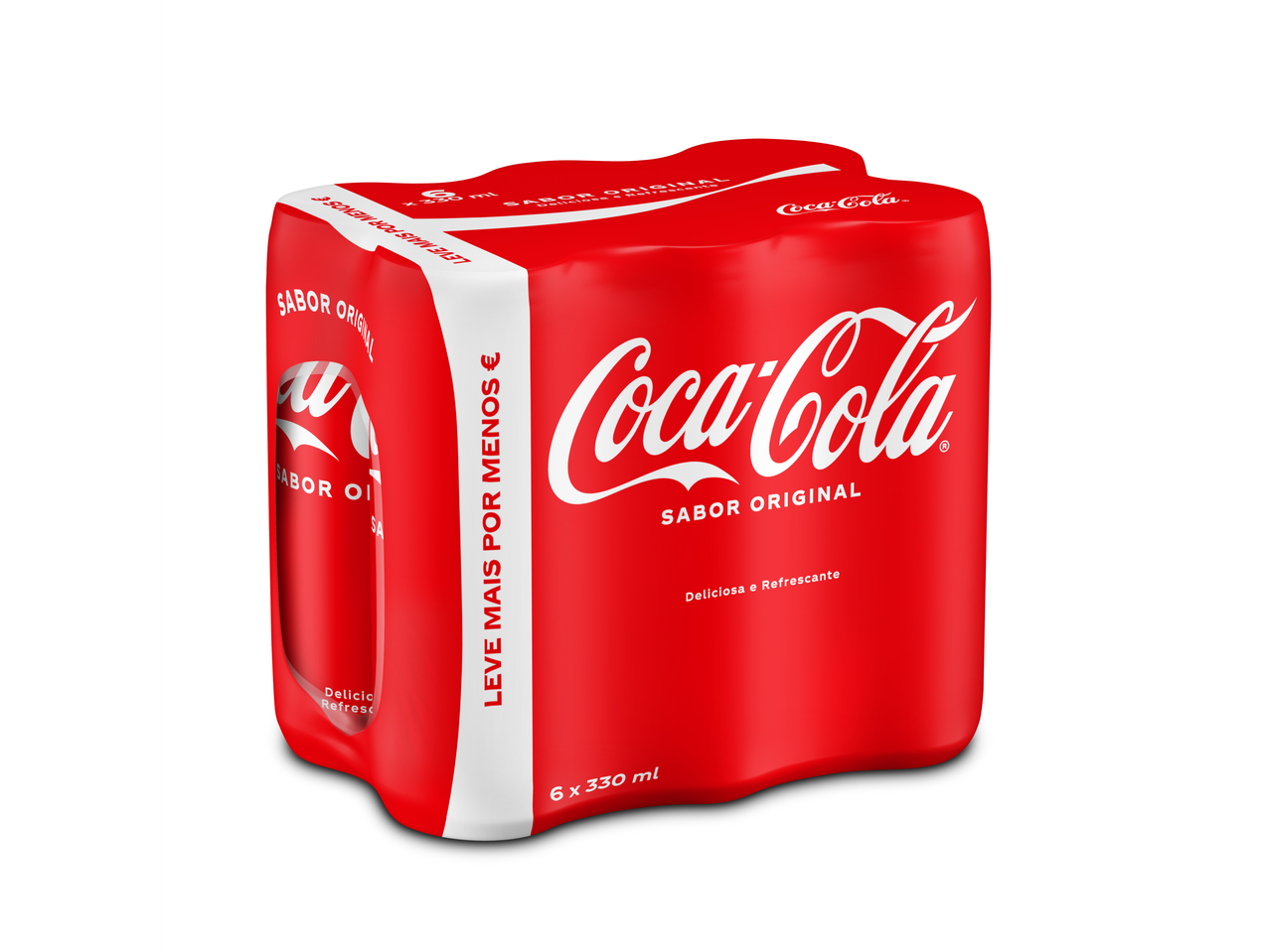 Six latas de Coca-Cola Original.