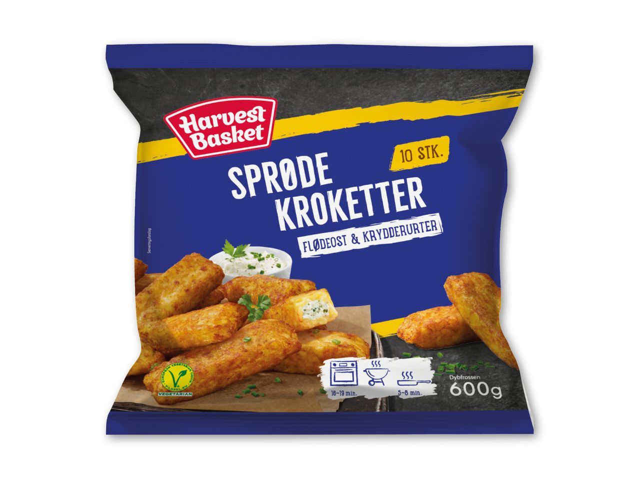 Sprøde kroketter med flødeost og krydderurter, 10 stk., 600g, dybfrossen.