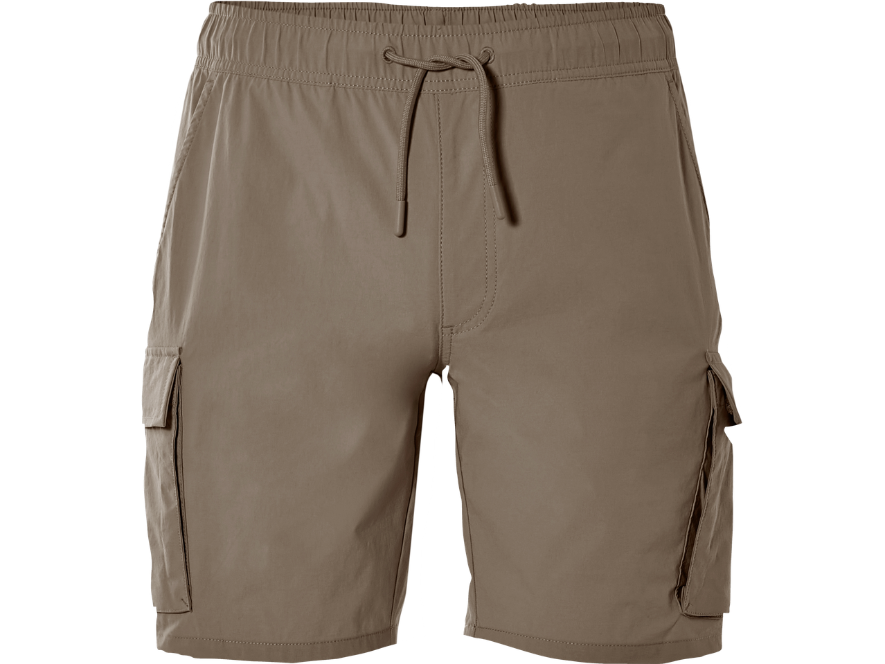 Beige kargo püksid nööriga.