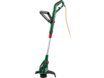 PARKSIDE® 550W Electric Lawn Trimmer with green and black housing, red accents, and an orange power cord.