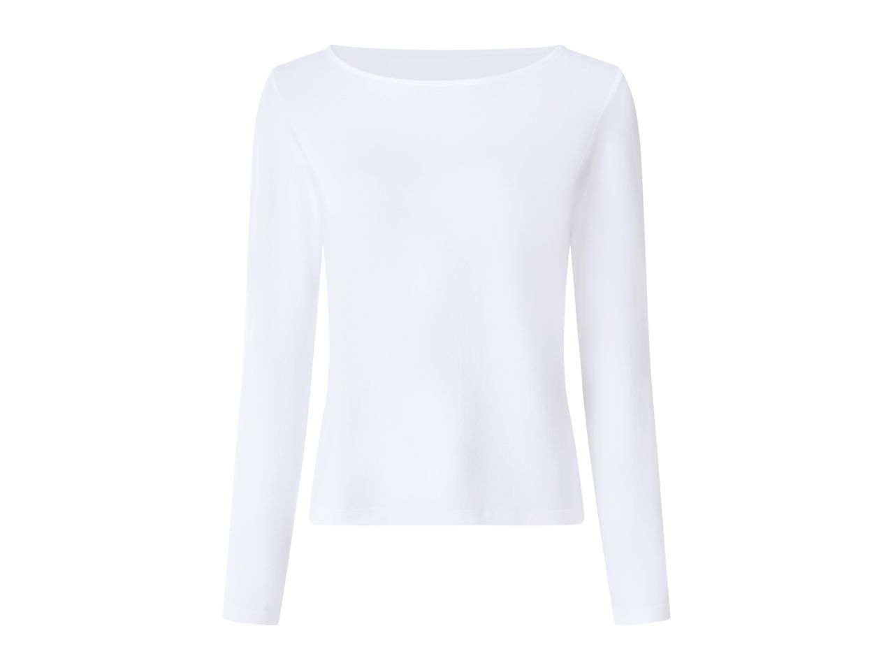 White long-sleeved top with a boat neck