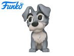 Grey dog figurine with large eyes and floppy ears, sitting upright.