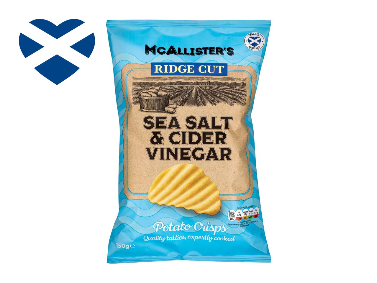McAllister's Ridge Cut potato crisps: Sea Salt & Cider Vinegar.