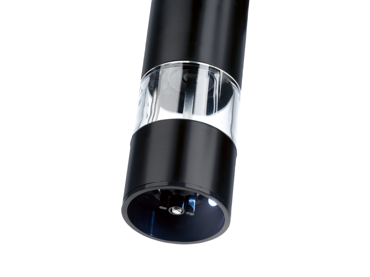 Must elektriline pipraveski läbipaistva sektsiooni ja valgustusega.