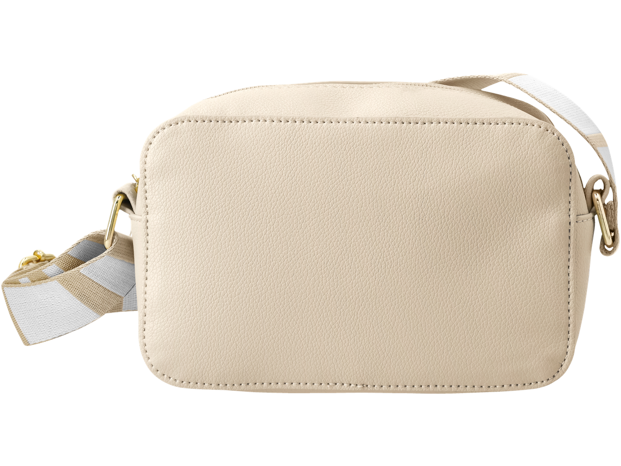 ESMARA Geantă: O geantă crossbody crem cu o curea dungată.