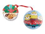 Minions Christmas bauble with a tag for chocolate chip cookies, reading 'Merry Christmas'
