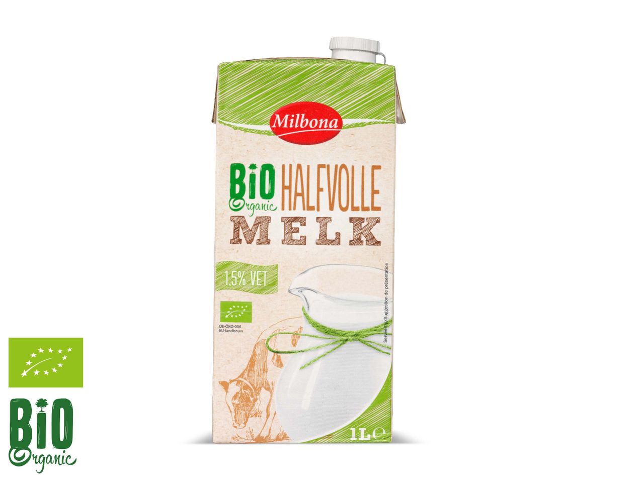 Ga naar volledige schermweergave: Houdbare biologische halfvolle melk - afbeelding 1