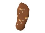Brown sock with cinnamon roll and star patterns
