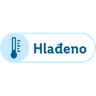 Plava oznaka sa termometrom i natpisom 'Hlađeno'.