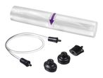 Vacuum sealer accessories including a roll of bags, a connection hose, and adapters