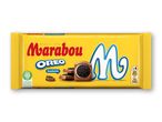 Marabou chokoladebar med Oreo-kiks og fyld, gul indpakning.