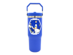 Blue Sonic the Hedgehog tumbler with a handle