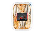 Marinated anchovy fillets with chili in a clear plastic tray, labeled as chilled.