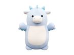 Light blue dragon plush toy with sparkly horns and wings, and a white belly.
