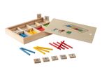 Wooden math counting toy with number blocks and colorful sticks