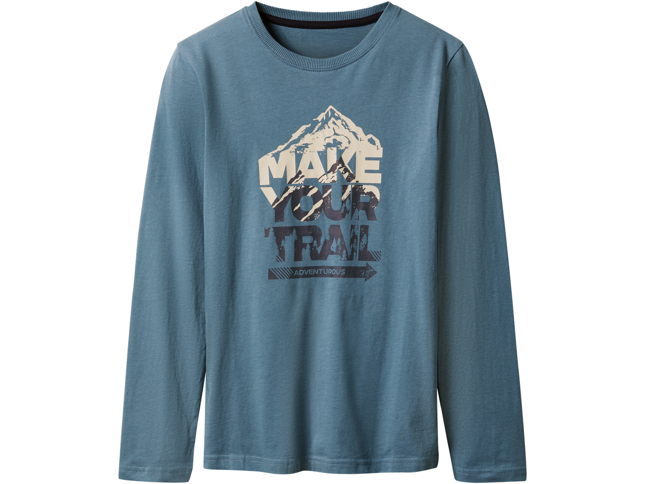 Esmara KIDS pidžama za devojčice sa planinskim printom i tekstom „MAKE YOUR TRAIL“.