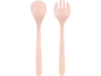 Pink children's spoon and fork set.