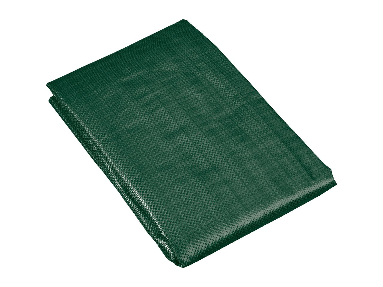 Folded dark green tarpaulin with a woven texture