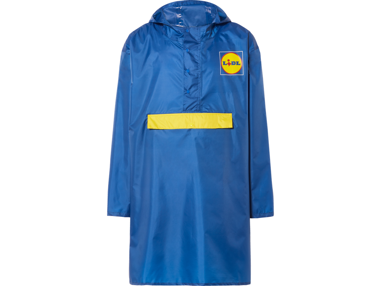 Lidl regenjas met capuchon in blauw.