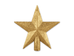 Glitzernder goldener Stern als Weihnachtsbaumspitze oder Dekoration