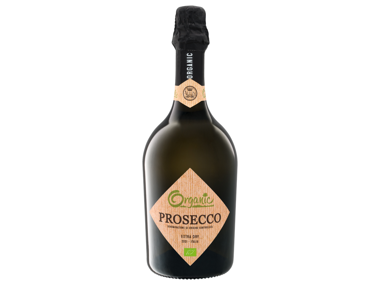 Allini biologische Prosecco, extra droog.
