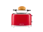 Red Silvercrest toaster with a bun on top, featuring '1973' on its side.