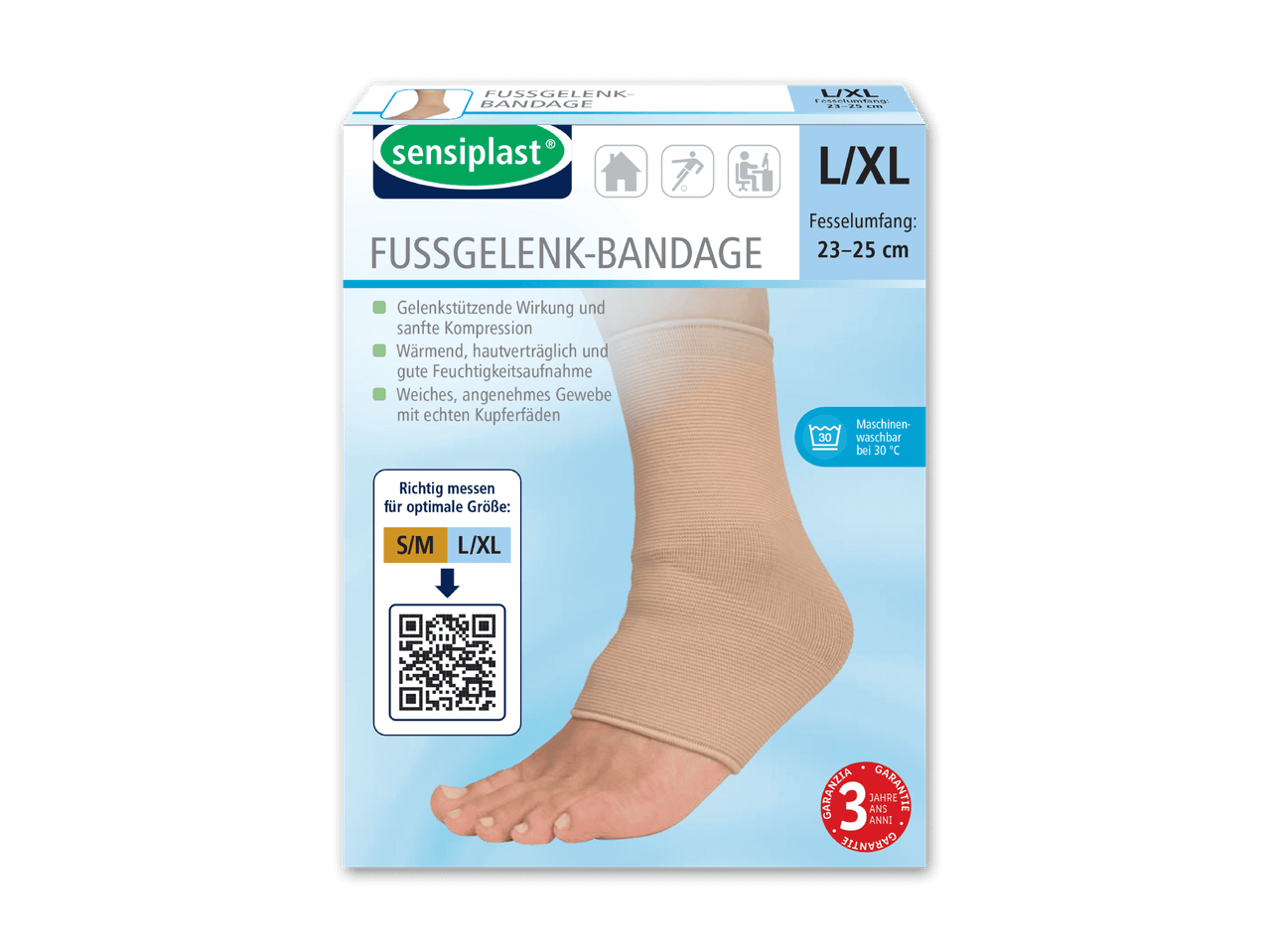 Sensoplast Fußgelenk-Bandage in Größe L/XL mit 3 Jahren Garantie