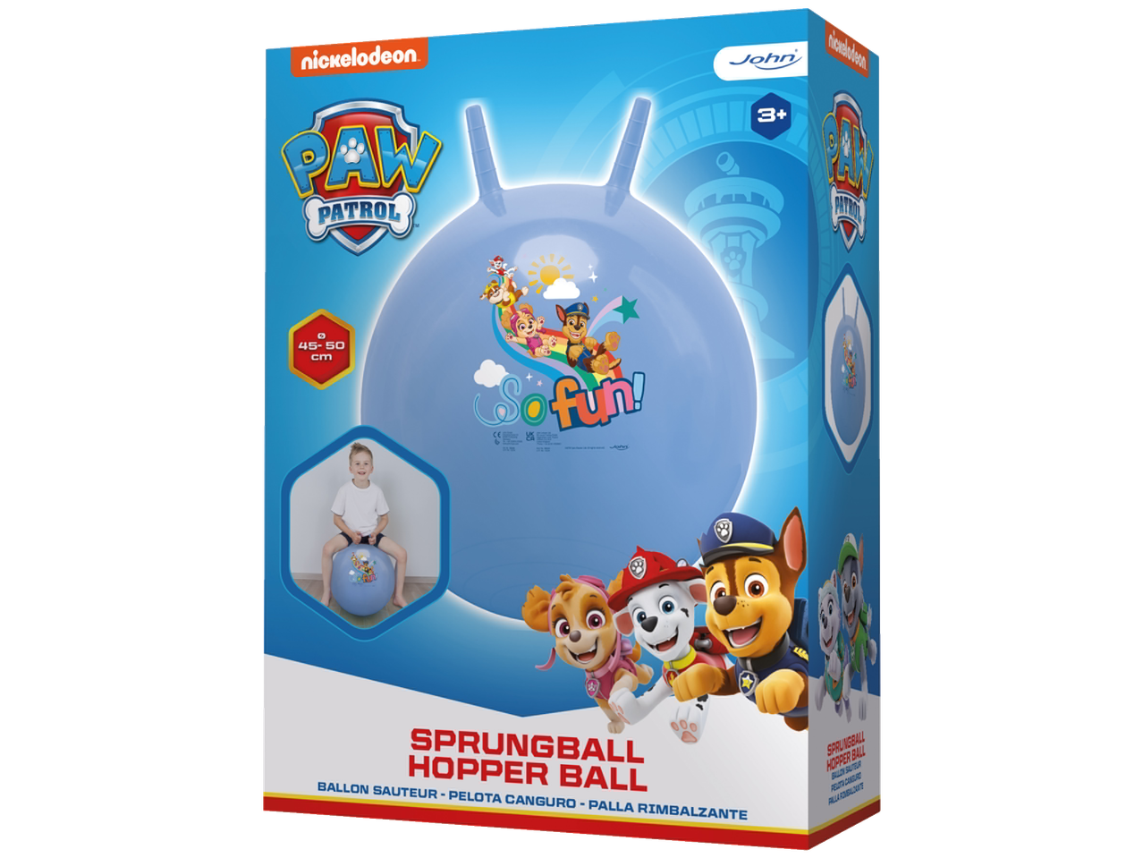 Paw Patrol lopta za skakanje sa likovima i detetom koje skače, 45-50 cm.