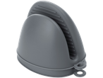 Luvas de forno de silicone cinza para manusear itens quentes.