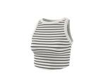 Crop top canelado Esmara às riscas pretas e brancas