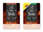 To pakker grisesteaks, en med paprika og en med krydderier, begge 1000g.
