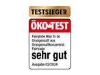 ÖKO-TEST Testsieger: Fairglobe Way To Go Orangensaft, sehr gut.