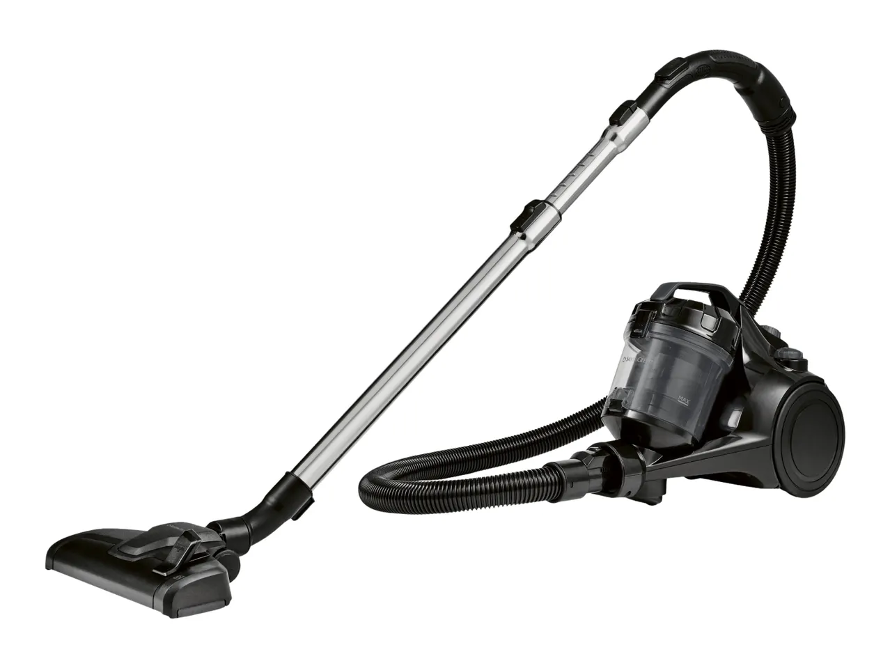 Bagless canister vacuum cleaner with telescopic wand and floor nozzle