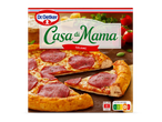 Een pizza met salami en een Nutri-Score A, met de tekst 'Casa di Mama Salame'.