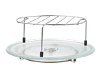 Mikrohullámú sütő üveg forgótányérja fém ráccsal a tetején