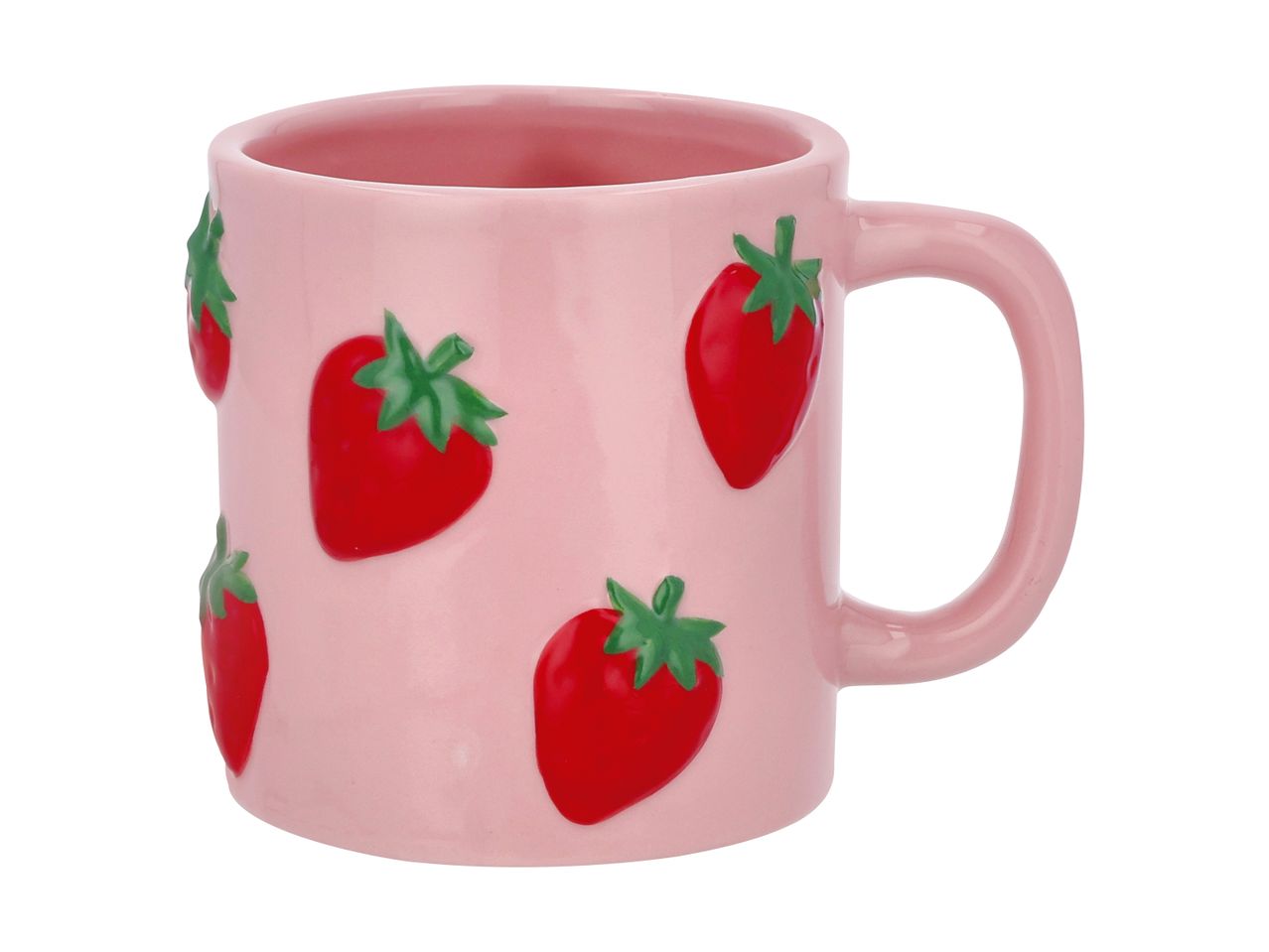 Lyserød krus med jordbærdesign