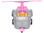 Figurine PAW PATROL Skye dans un véhicule hélicoptère gris et rose
