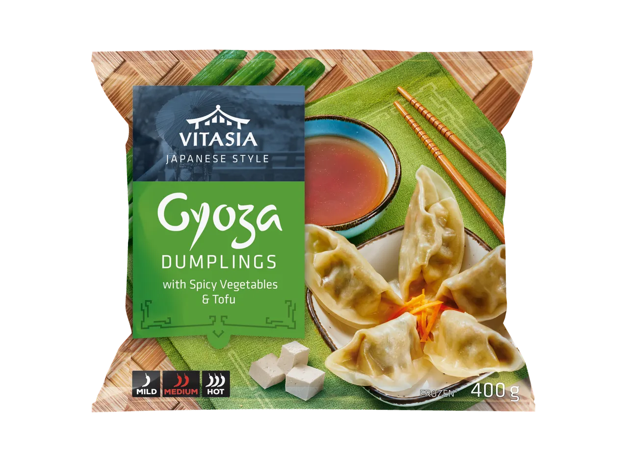 Vitasia Japanese Style Gyoza Dumplings with spicy vegetables & tofu (400g).