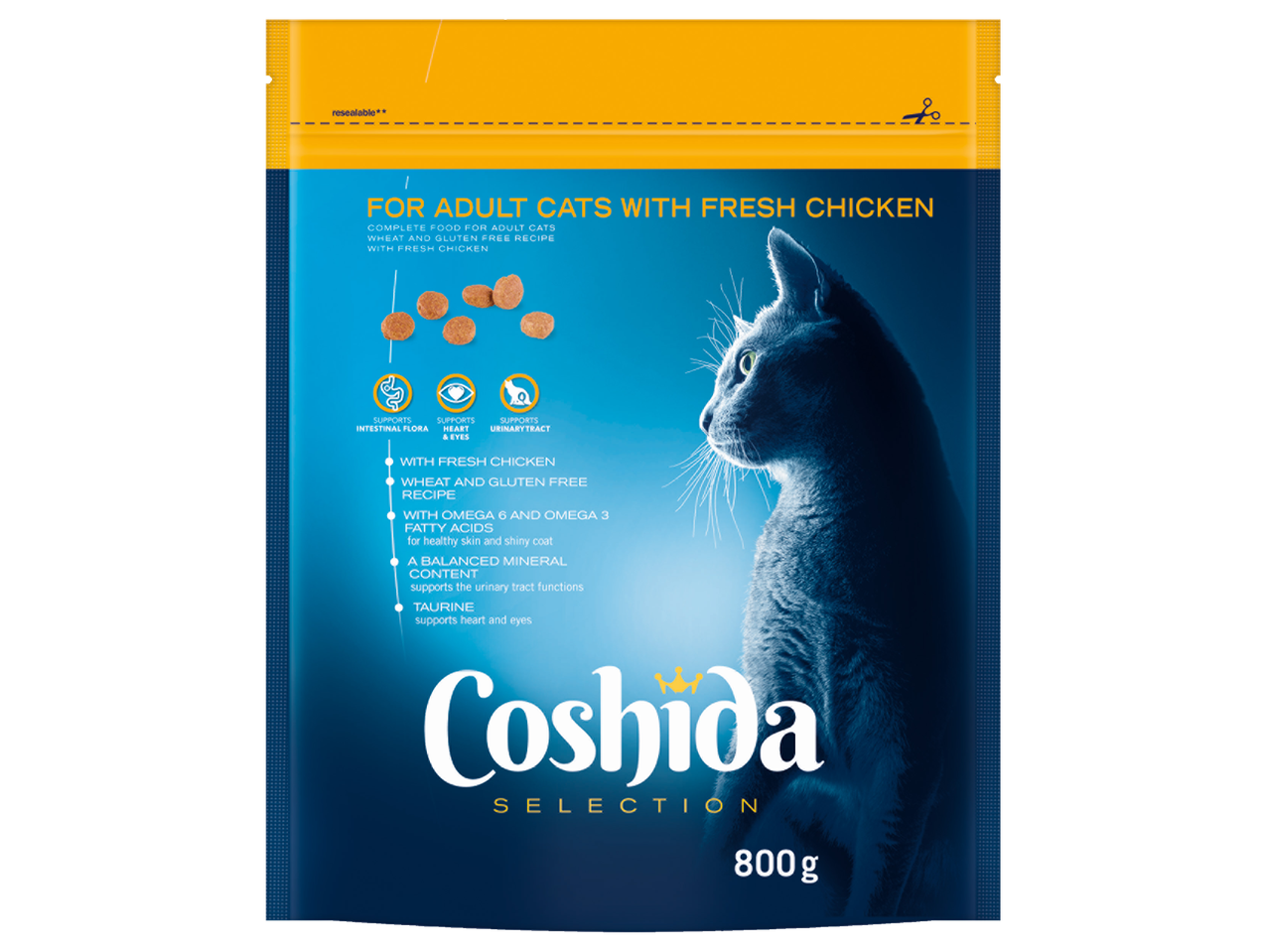 Coshida Selection: felnőtt macskáknak való, friss csirkés táp.