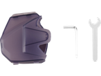 Estojo translúcido roxo com chave Allen e chave de boca.