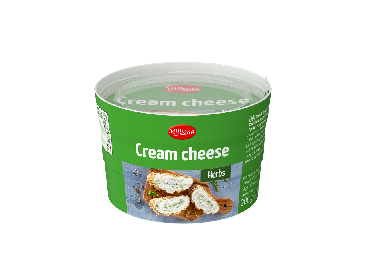 Brânză cremă Milbona cu ierburi, 200g.