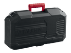 Черен куфар за инструменти с червена дръжка и надпис „PARKSIDE 20V“.