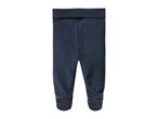 Dark blue baby footed pants with a wide waistband.
