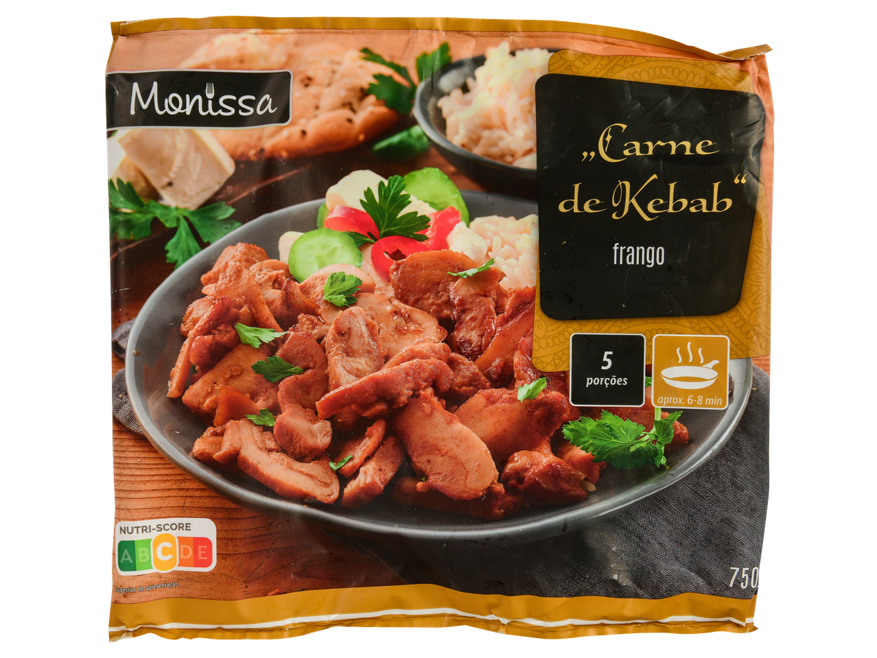 Monissa Carne de Kebab de frango, 5 porções, 750g, Nutri-Score B