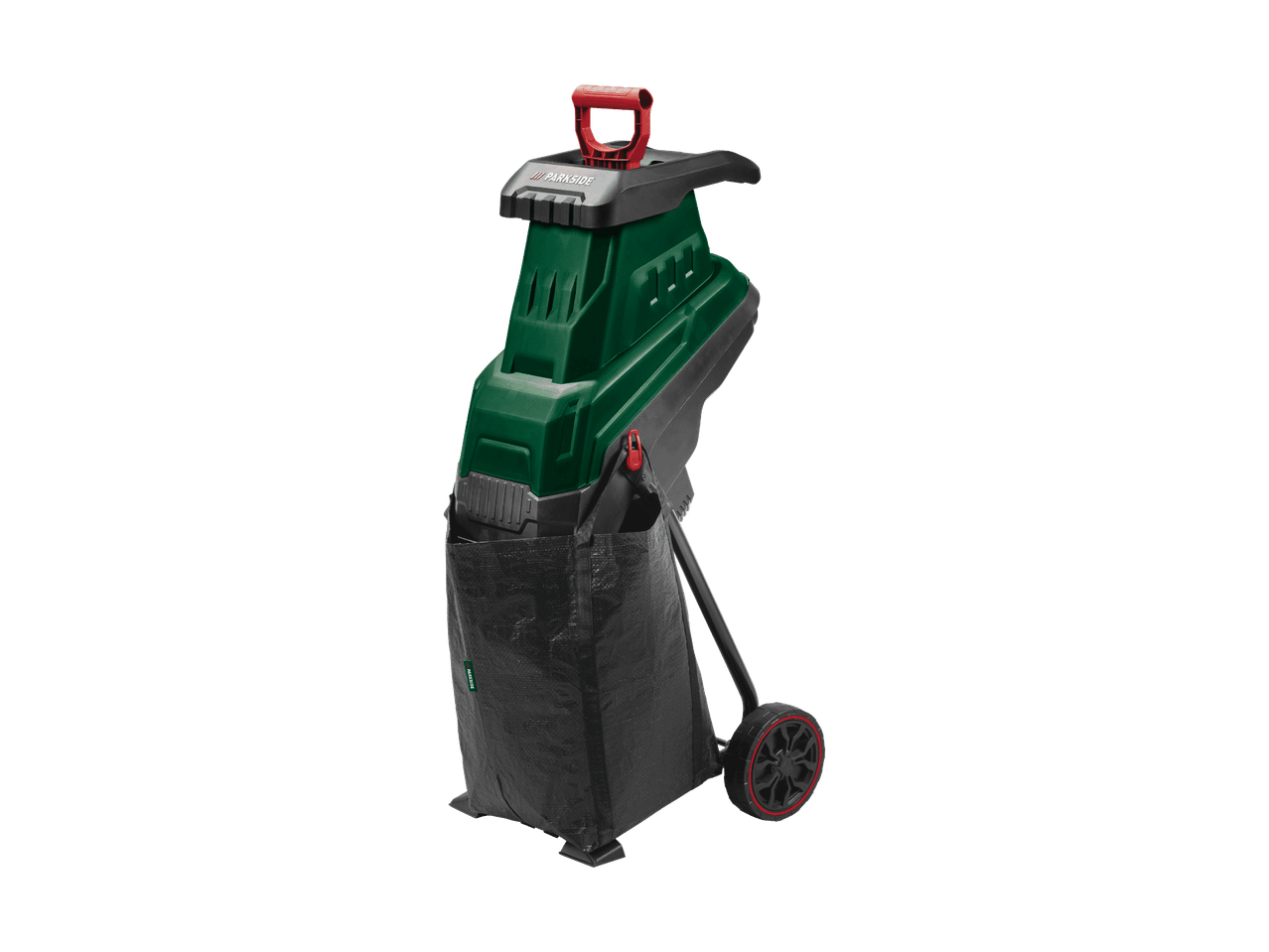 Broyeur de végétaux avec sac de récupération et roues