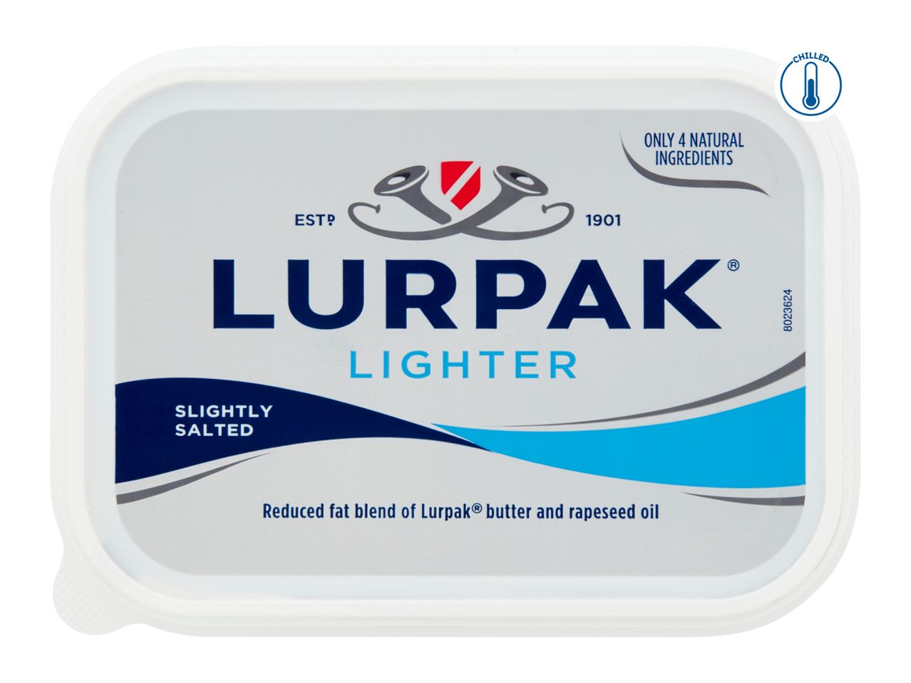 Reduced fat butter blend with 4 natural ingredients, slightly salted and chilled.