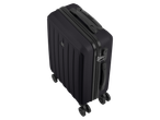 Black hard-shell suitcase with wheels.