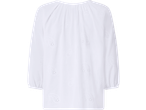 Blusa branca ESMARA com bordado paisley, mangas 3/4 e decote franzido.
