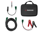 Parkside® PSKT 30 automobilio grandinės testerio rinkinys su laidais ir nešiojimo krepšiu.