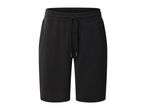 Black men's sweat shorts with an elastic waistband and drawstring.